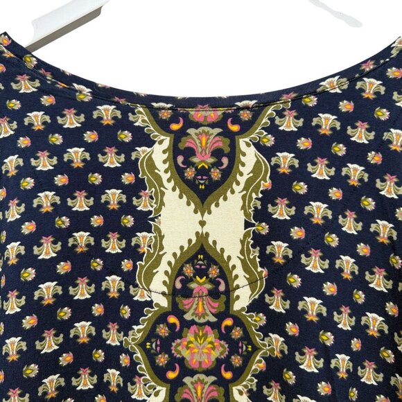 JM Collection Tunic Tee Plus Size 4X Navy Blue Boho Border Print Womens Top - Picture 7 of 10